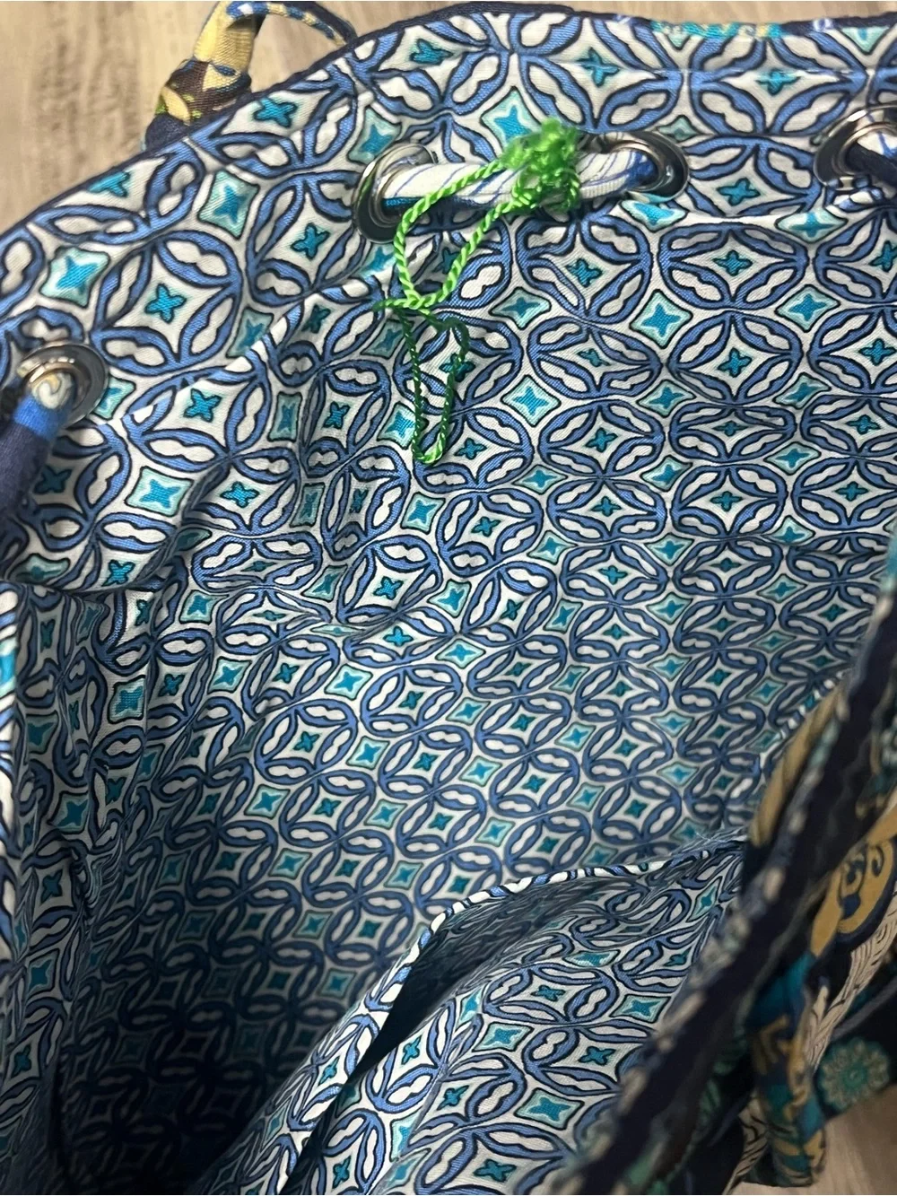 Vera Bradley Mod Floral Blue Drawstring Cinch Backpack Like New 13